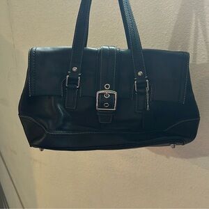 Coach Black leather flap shoulder bag